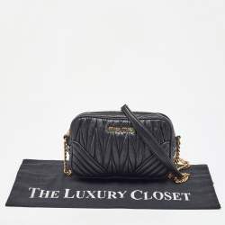 Miu Miu Black Matelasse Leather Crossbody Bag
