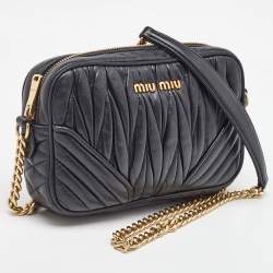 Miu Miu Black Matelasse Leather Crossbody Bag