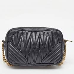 Miu Miu Black Matelasse Leather Crossbody Bag