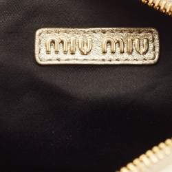 Pre Owned Miu Miu Gold Matelassé Leather Small Wander Hobo