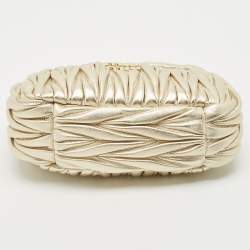 Pre Owned Miu Miu Gold Matelassé Leather Small Wander Hobo