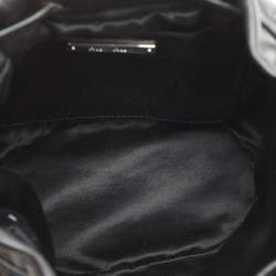 Miu Miu Black Leather Crystal Fringe Drawstring Bucket Bag