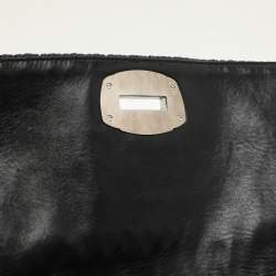 Pre Owned Miu Miu Black Matelassé Leather Crystals Chain Shoulder Bag