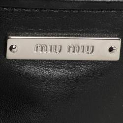 Pre Owned Miu Miu Black Matelassé Leather Crystals Chain Shoulder Bag