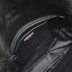 Pre Owned Miu Miu Black Matelassé Leather Crystals Chain Shoulder Bag