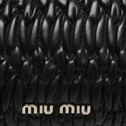 Pre Owned Miu Miu Black Matelassé Leather Crystals Chain Shoulder Bag