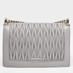 Miu Miu Grey Matelassé Leather Confidential Crossbody Bag