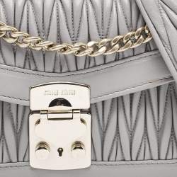 Miu Miu Grey Matelassé Leather Confidential Crossbody Bag