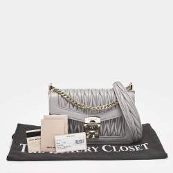 Miu Miu Grey Matelassé Leather Confidential Crossbody Bag