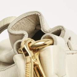 Miu Miu Off White Vitello Shine Leather Gathered Tote