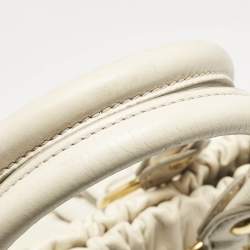Miu Miu Off White Vitello Shine Leather Gathered Tote
