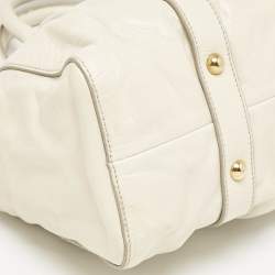 Miu Miu Off White Vitello Shine Leather Gathered Tote