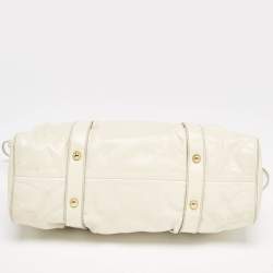 Miu Miu Off White Vitello Shine Leather Gathered Tote