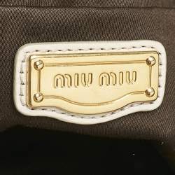 Miu Miu Off White Vitello Shine Leather Gathered Tote