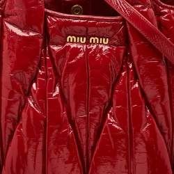 Miu Miu Red Matelasse Patent Leather Shopper Tote