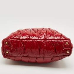 Miu Miu Red Matelasse Patent Leather Shopper Tote