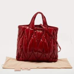 Miu Miu Red Matelasse Patent Leather Shopper Tote