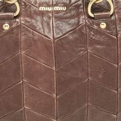 Miu Miu Brown Matelasse Leather Grommet Tote