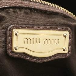 Miu Miu Brown Matelasse Leather Grommet Tote