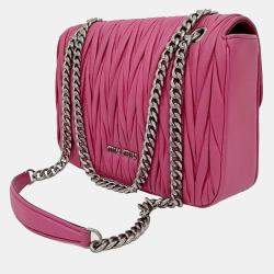 Miu Miu Pink Leather Matrasse Chain Shoulder Bag