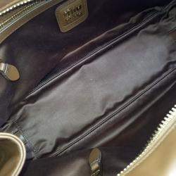 Miu Miu Brown Leather embossed logo bowling bag
