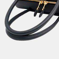 Miu Miu Black Leather embossed logo bowling bag