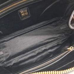 Miu Miu Black Leather embossed logo bowling bag