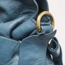 Miu Miu Blue Leather Bauletto Bow Tote