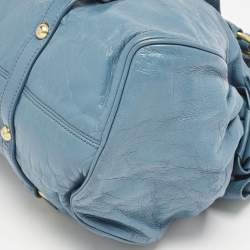 Miu Miu Blue Leather Bauletto Bow Tote