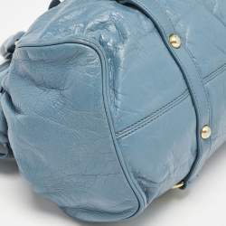 Miu Miu Blue Leather Bauletto Bow Tote