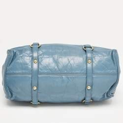 Miu Miu Blue Leather Bauletto Bow Tote