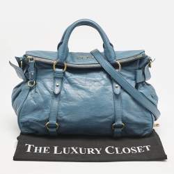 Miu Miu Blue Leather Bauletto Bow Tote