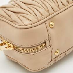Miu Miu Beige Matelassé Leather Large Arcadie Satchel
