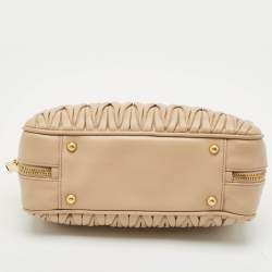 Miu Miu Beige Matelassé Leather Large Arcadie Satchel