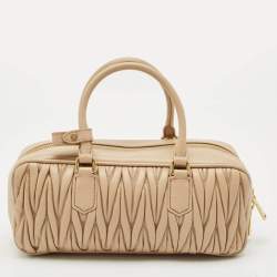 Miu Miu Beige Matelassé Leather Large Arcadie Satchel