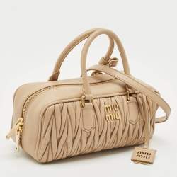 Miu Miu Beige Matelassé Leather Large Arcadie Satchel