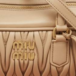 Miu Miu Beige Matelassé Leather Large Arcadie Satchel