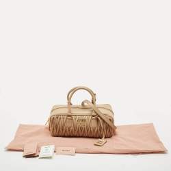 Miu Miu Beige Matelassé Leather Large Arcadie Satchel