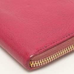 Miu Miu Pink Leather Zip Around Wallet