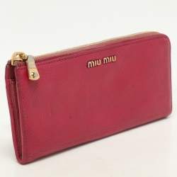 Miu Miu Pink Leather Zip Around Wallet