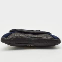 Miu Miu Dark Grey/Blue Leather, Suede and Python Spider Clutch Bag