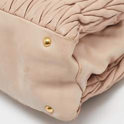 Miu Miu Old Rose Matelasse Leather Double Zip Tote