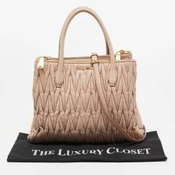 Miu Miu Old Rose Matelasse Leather Double Zip Tote