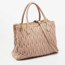 Miu Miu Old Rose Matelasse Leather Double Zip Tote