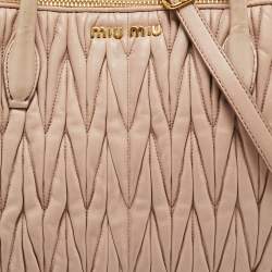 Miu Miu Old Rose Matelasse Leather Double Zip Tote