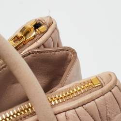 Miu Miu Old Rose Matelasse Leather Double Zip Tote