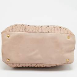 Miu Miu Old Rose Matelasse Leather Double Zip Tote
