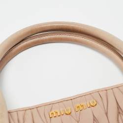 Miu Miu Old Rose Matelasse Leather Double Zip Tote