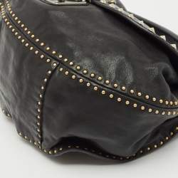 Miu Miu Black Leather Studded Top Handle Bag