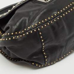 Miu Miu Black Leather Studded Top Handle Bag